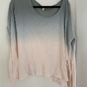 Free People Gradient Gray and Cream Long Sleeve Top